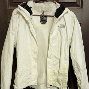 The North Face White and Black Rain Jacket with Hood